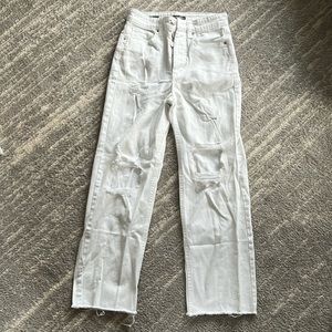 White straight legged jeans